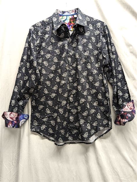 Robert Graham Long Sleeve Shirt Paisley Flip Cuffs Mens Sz M Classic