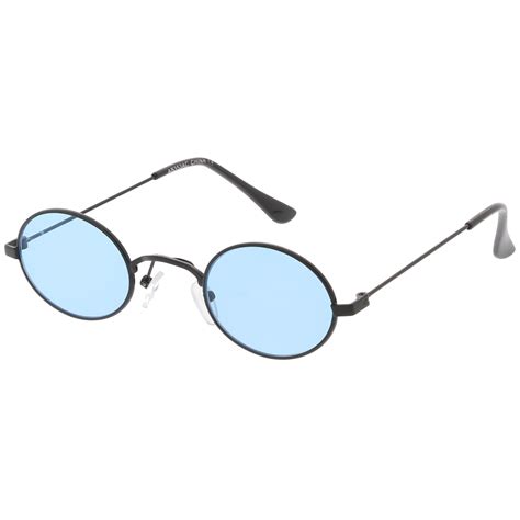 Retro 1990s Small Oval Color Tone Metal Sunglasses Zerouv