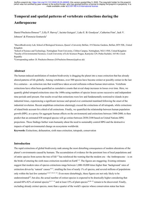 Pdf Temporal And Spatial Patterns Of Vertebrate Extinctions During