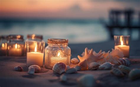 Premium AI Image | Candles on beach sand