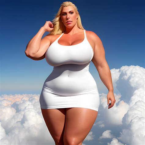 Huge Very Tall Plus Size Muscular Blonde Girl In Tight Short Dre