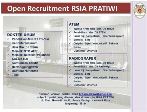 Lowongan Kerja Perawat Asisten Apoteker Dokter Umum Atem