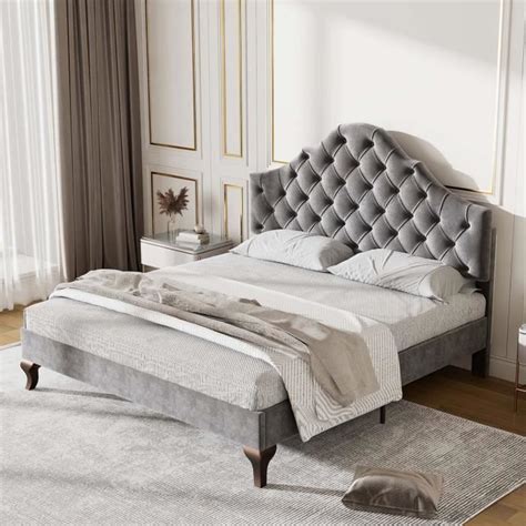 Lit Adulte Rembourr X Cm Modernluxe Gris T Te De Lit