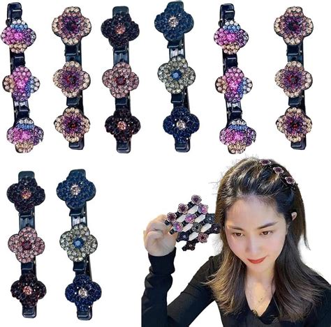 8pcs Three Flower Side Hair Clips Sectioning Hair Clips Satin Fabric Hair Bands Hair Clips