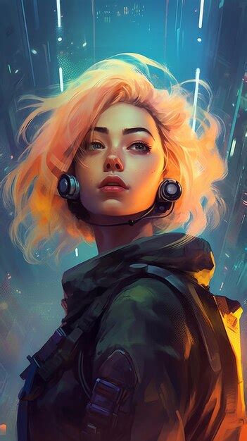 Premium Photo Beautiful Cyberpunk Girl