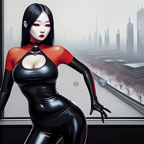 dark painting, intensive colors, office fashion shot of a beauti