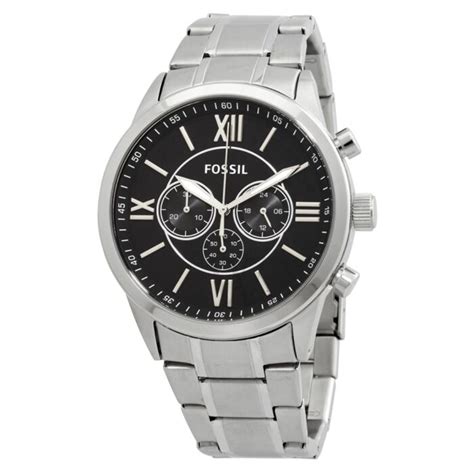 Mens Flynn Chronograph Stainless Steel Black Dial Watch World Of Watches