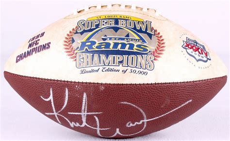 Kurt Warner Signed Rams LE Super Bowl XXXIV Logo Football Inscribed "99 ...