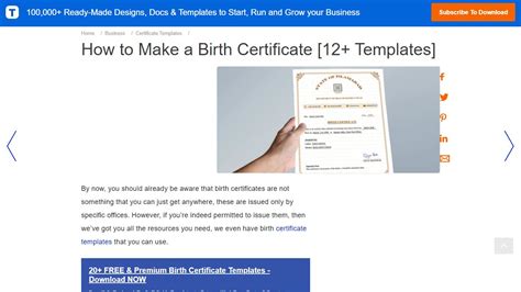 Birth Certificate Format