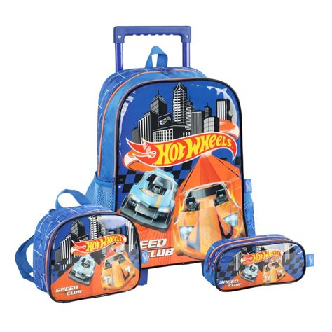 Kit Mochila Rodas Lancheira Estojo Carros Escolar Hot Wheels Shopee Brasil