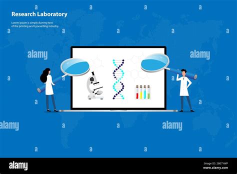 Concept Of Research Laboratory Scientist Hold A Magnifier And Focus On