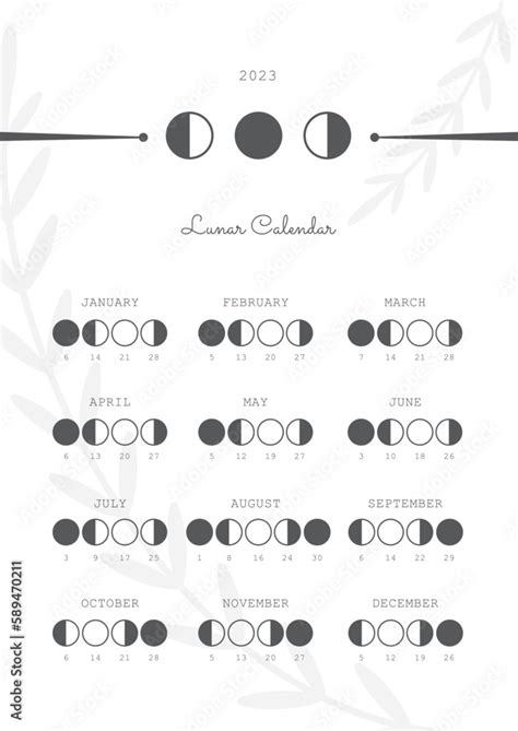 moon calendar  moon phases  vector illustration stock vector