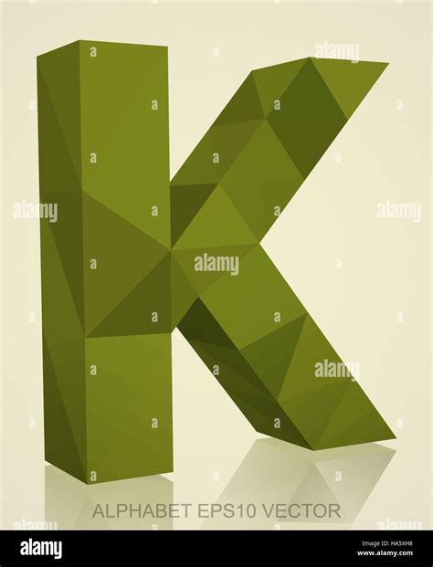 Abstract Khaki D Polygonal Uppercase Letter K With Reflection Low