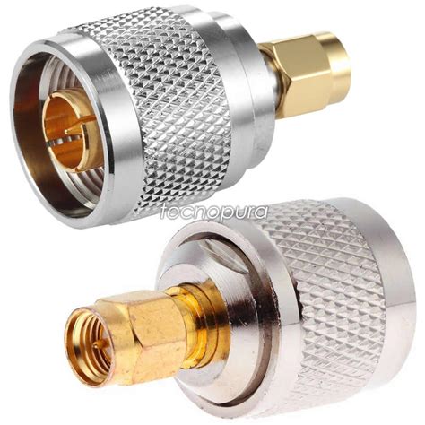 Conector adaptador N-TYPE / N macho a SMA macho - Tecnopura