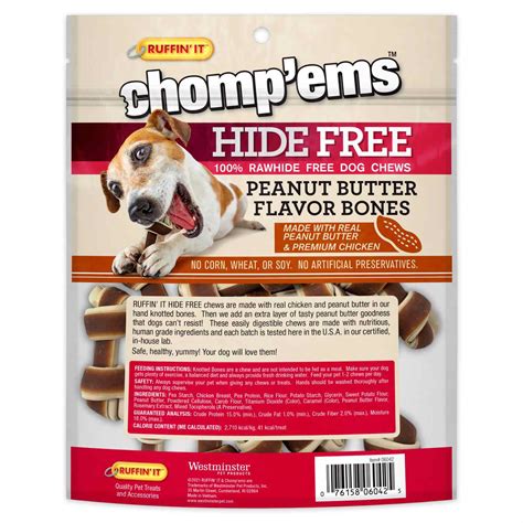Ruffin It Chompems Hide Free Peanut Butter Bones Dog Treats Shop