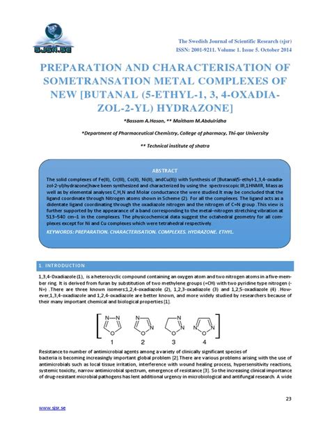 Pdf Preparation And Characterisation Of Sometransation Metal