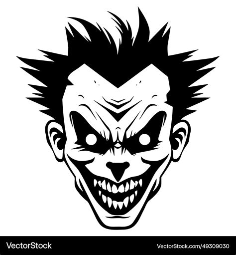 Icon evil clown black and white Royalty Free Vector Image