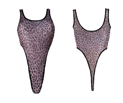 Sexy High Leg Thong One Piece Swimwear Thong Bikini Cheeky One Piece Bikini Leopard Print One