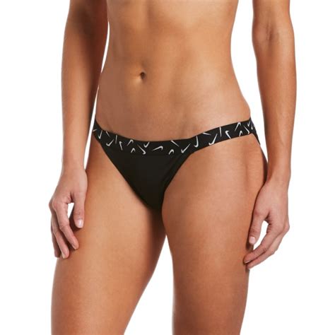 Nike Swim Logo Tape Banded Bikini Bottom Black Bike