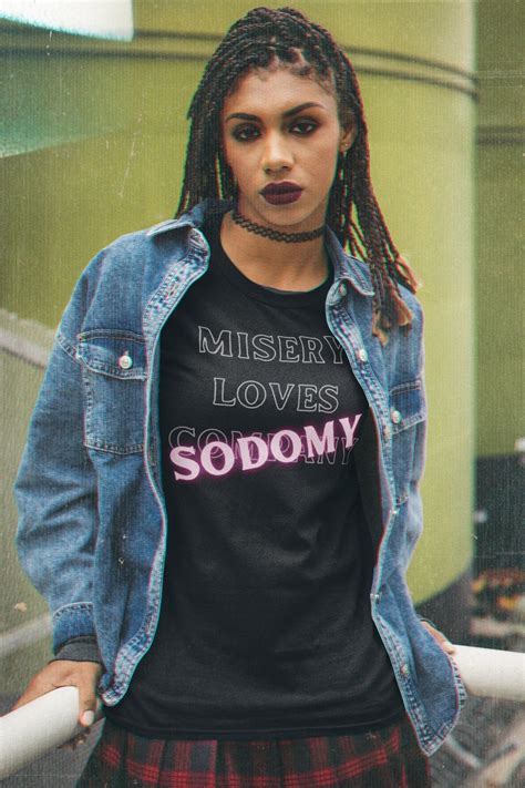 Misery Loves Sodomy Fetish BDSM Oral Anal Sex Punk Gothic Dark Humor Unisex Jersey Short Sleeve
