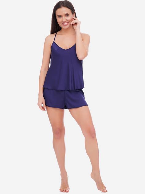 Пижама майка шорты женская шелковая Martelle Lingerie М шелк M Темно синяя