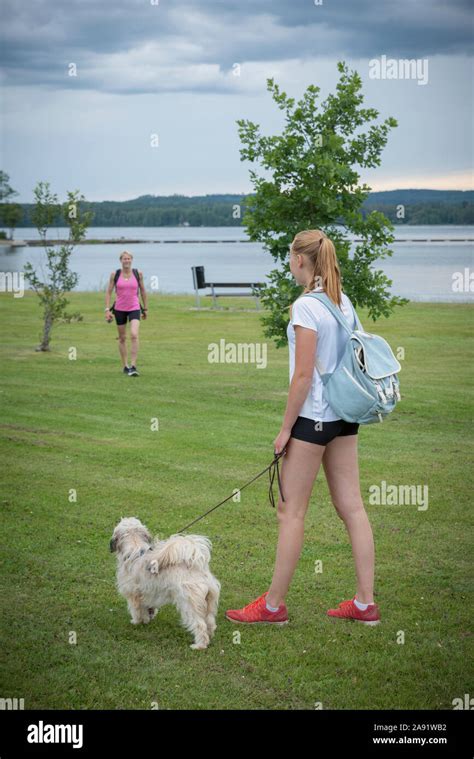 Blonde Woman With Dog Hi Res Stock Photography And Images Alamy