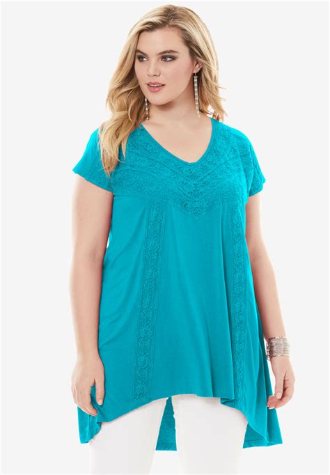 Crochet Swing Tunic Plus Size Tops Roamans