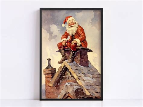 Norman Rockwell Style Santa Claus Classic Christmas, Print on Canvas ...