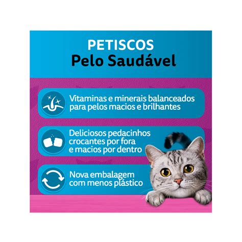 Petisco Whiskas Temptations Pelo Saudável para Gatos Adultos