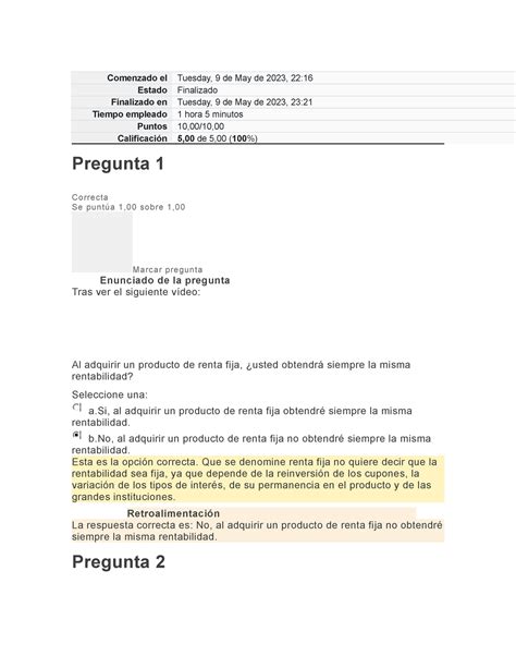 Evaluacion U2 Mercado De Capitales Comenzado El Tuesday 9 De May De