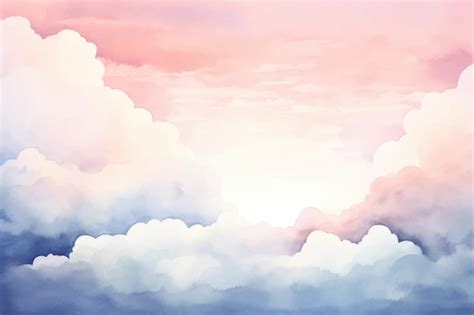 Premium Vector | A watercolor painting of clouds in pink and blue.