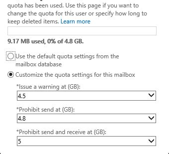 Addressing exceeded quota problem in Exchange Server