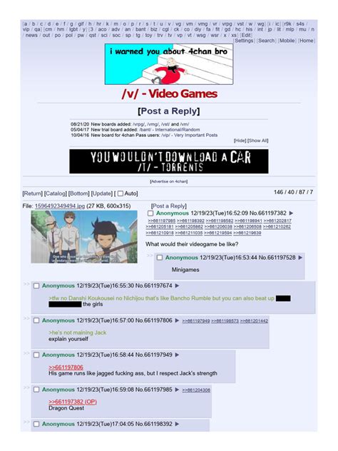 V - What Would Their Videogame Be Like - Video Games - 4chan | PDF