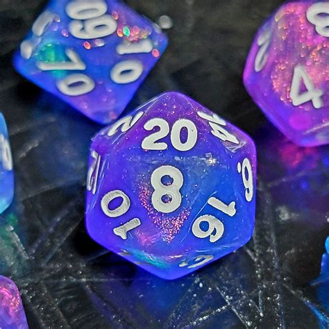 Shimmering Purple Blue Dnd Dice Set Tpkgames