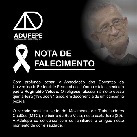 Nota De Pesar Adufepe Lamenta O Falecimento Do Padre Reginaldo Veloso