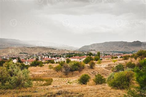 Scenic Cappadocia countryside houses along the road from goreme with ...