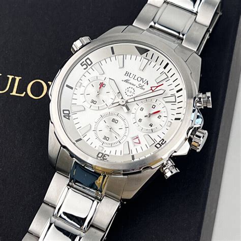 Bulova B White Dial Men S Marine Star Chronograph Watch Mm