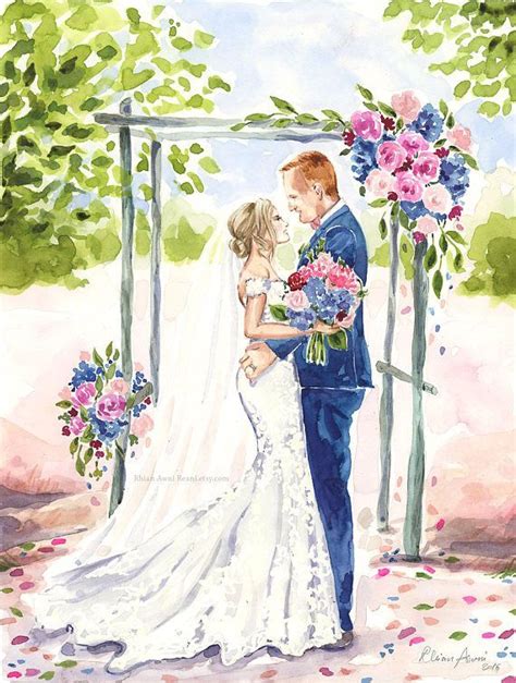 Bridal Portrait Wedding Illustration Bride Groom Bridesmaid