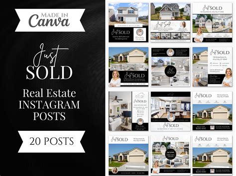 20 Just Sold Social Media Posts | Real Estate Instagram Post Templates