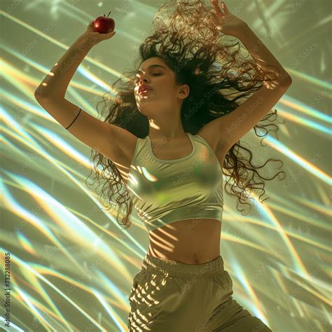 Excited Emotional Latina Woman In Sportswear Bold Energy Volumetric