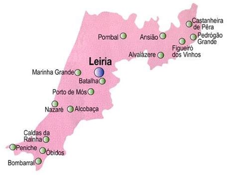Mapa De Portugal Distrito De Leiria Portugal Cidades