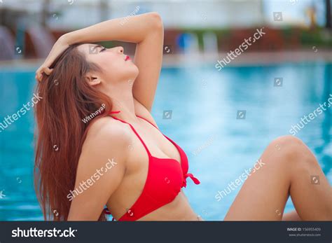 Sexy Asian Girl Red Bikini Lying Stock Photo 156955409 Shutterstock