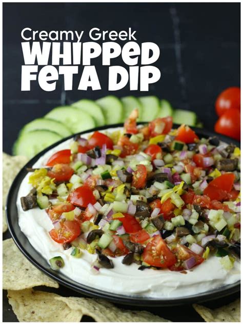 Easy Creamy Greek Whipped Feta Dip With Greek Salad Topping