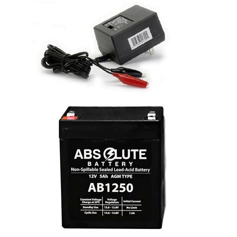 New Ab1250 12v 5ah Replacement Battery Adt 804302 And Charger