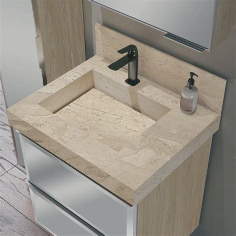 Pias E Lavatórios Para Banheiro - Lavatório para Banheiro em Porcelanato 60cm Com Cuba Esculpida Blu ...