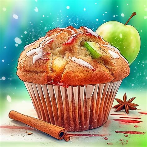 Un Dibujo De Un Muffin Con Un Palito De Canela Al Lado Foto Premium