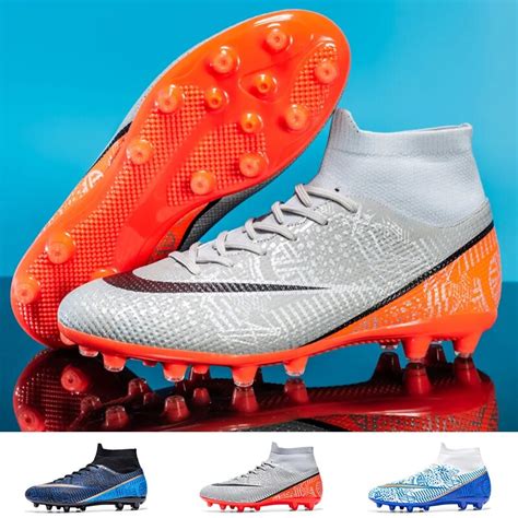 Original Mens Soccer Shoes High Ankle Childrens Football Shoes Turf