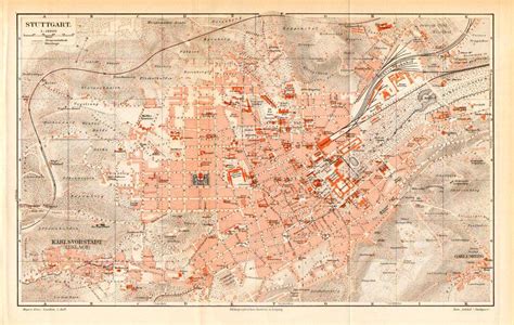 1897 Stuttgart Antique City Map Germany Kingdom Of Etsy City Map