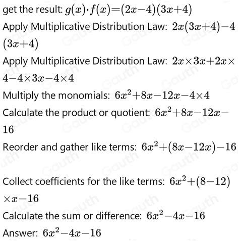 Solved Let Fx3x4 And Gx2x 4 Find G· Fx Algebra