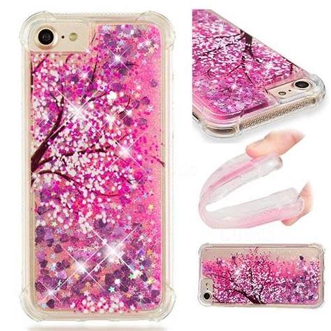 Pink Cherry Blossom Dynamic Liquid Glitter Sand Quicksand Star Tpu Case